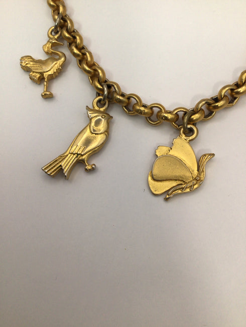 Ferragamo Birds of Paradise Charm Vintage Necklace